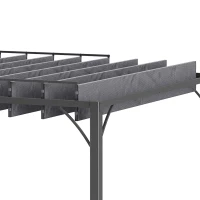 Outsunny Cenador de Jardín 3x3 m con Diseño de Lamas Superior Giratorio hasta 135° Protección UV 50+ y Marco de Aluminio Gris(m-8)