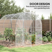 Outsunny Polytunnel Greenhouse Walk-in Grow House with PE Cover, Door and Galvanised Steel Frame, 3 x 2 x 2m, Clear(m-5)