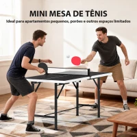 SPORTNOW Mini Mesa de Ping Pong Dobrável 152x76 cm para Exterior com Rede 2 Raquetes e 3 Bolas Fácil de Transportar Preto(m-4)