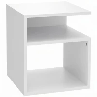 HOMCOM Table d'Appoint, Table Basse Moderne 3 Niveaux avec Étagères Ouvertes, pour Salon, Chambre ou Bureau, Blanc(m-1)