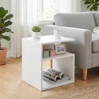 HOMCOM Table d'Appoint, Table Basse Moderne 3 Niveaux avec Étagères Ouvertes, pour Salon, Chambre ou Bureau, Blanc(m-15)