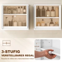 HOMCOM Badezimmerschrank, Spiegelschrank mit 2 Spiegeln, 2 Regale, 48 cm x 14,5 cm x 45 cm, Weiß(m-5)