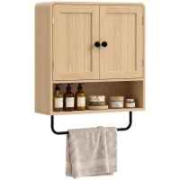 HOMCOM Bathroom Cabinet Wall Mounted, Bathroom Wall Cabinet with 2 Doors, Adjustable Shelf Storage for Toilet, Oak(m-13)