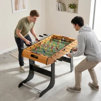 HOMCOM Folding Football Gaming Table Mini Foosball Soccer Table for Family Fun Indoor Play Sports(m-8)