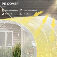 Outsunny Polytunnel Greenhouse Walk-in Grow House with PE Cover, Door and Galvanised Steel Frame, 3 x 2 x 2m, Clear(m-4)