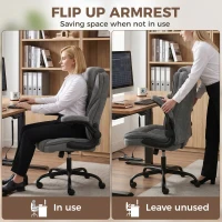 HOMCOM Office Chair, Ergonomic Desk Chair with Flip-up Armrest, Pocket Springs, Swivel Wheels, Adjustable Height, Grey(m-6)