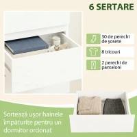 HOMCOM Comodă Modernă cu 6 Sertare, Alb(m-5)