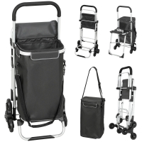 HOMCOM wózek na zakupy, torba Oxford 40 l, design 3 kół, rama aluminiowa, siedzisko, ciemnoszary