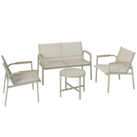 Outsunny Gartenmöbel Set wetterfest Metall Sitzgruppe für 4 Personen Gartenlounge mit 2er-Sofa 2 Sesseln Beistelltisch Grün