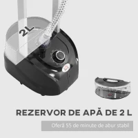 HOMCOM Aparat de călcat cu aburi, fier de călcat vertical 1950W, 35x25x23cm, alb(m-5)