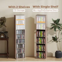 HOMCOM 260 Narrow CD Storage Unit - Natural Wood Finish(m-8)