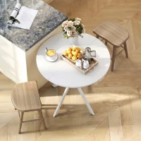 HOMCOM Tavolo da Pranzo Rotondo Stile Industriale con Gambe a Croce in Acciaio, Ø80x75 cm, Bianco(m-8)