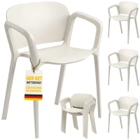 Outsunny Gartenstuhl 4er Set wetterfest Gartenstühle aus Kunststoff Stapelstuhl mit Armlehne Rückenlehne bis 120 kg belastbar(m-12)