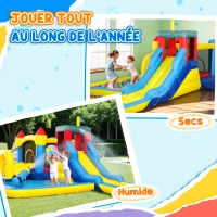 AIYAPLAY Château gonflable avec soufflerie parc aquatique toboggans, trampoline, mur d'escalade, canon, panier de basket(m-8)