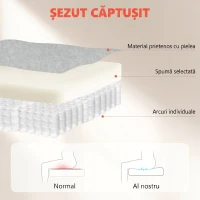 Scaun Ergonomic HOMCOM, Spătar Înalt, Tapițat în Catifea Imprimată, Cotiere Rabatabile, Alb Crem(m-5)