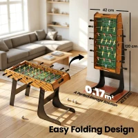 HOMCOM Folding Football Gaming Table Mini Foosball Soccer Table for Family Fun Indoor Play Sports(m-5)