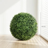 HOMCOM Plante Decorative Artificiale din Buxus cu 682 de Frunze, Rezistente la UV, Înălțime 42 cm(m-3)