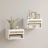 HOMCOM Lot de 2 tables de chevet murales tiroir coulissant, niche, plateau - en bois dim. 40L x 34l x 23H cm(m-10)
