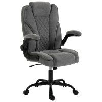 HOMCOM Office Chair, Ergonomic Desk Chair with Flip-up Armrest, Pocket Springs, Swivel Wheels, Adjustable Height, Grey(m-15)