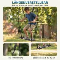 AIYAPLAY Skateboard Schaukel Kinderschaukel mit verstellbarer Höhe, rutschfestem Brett, wetterfestem Seil, Griffen Schwarz(m-6)