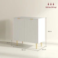 HOMCOM Bufet de bucătărie, Mobilier de depozitare cu 2 uși, Etajeră reglabilă, Picioare metalice ridicate, 80 x 40 x 80 cm, Alb(m-3)