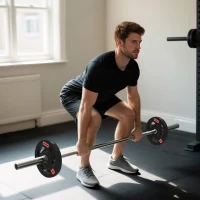 SPORTNOW Juego de 2 Discos de Pesas Olímpicos de 15 kg Agujero 50 mm de Hierro Fundido para Entrenamiento de Fuerza Negro(m-9)