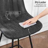 HOMCOM Barhocker 2er Set, 68 cm drehbare Tresenhocker mit Rückenlehne für Kücheninsel, Esszimmer, Schwarz(m-7)