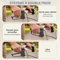 HOMCOM Déambulateur 4 roues pliable, rollator en acier inoxydable, siège rembourré en PU, poignée réglable, bleu(m-7)