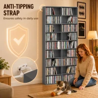 HOMCOM 640 CD Storage Tower - Grey(m-6)