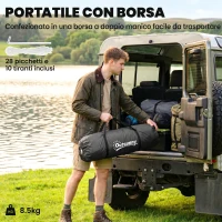 Outsunny Tenda da Campeggio 4 Persone con 2 Camere, in Poliestere e Fibra di Vetro, 555x225x190 cm, Grigio e Verde(m-7)