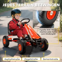 AIYAPLAY Pedal-Gokart für Kinder, höhenverstellbarer Sitz, EVA-Räder, Bremse, Kupplung, 3-8 Jahre, Rot(m-6)