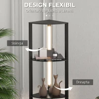 HOMCOM Lampadar Coloană din MDF cu 4 Rafturi și Iluminare LED de 3000K, 41x29.5x163.5 cm, Negru(m-6)