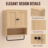 HOMCOM Bathroom Cabinet Wall Mounted, Bathroom Wall Cabinet with 2 Doors, Adjustable Shelf Storage for Toilet, Oak(m-7)