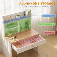 AIYAPLAY Kinderschreibtisch Kinder Schreibtisch mit Schublade Bücherregal Stauraum für Kinder 3-8 Jahre, 80 x 50 x 100 cm Weiß(m-4)