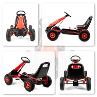 AIYAPLAY Pedal-Gokart für Kinder, höhenverstellbarer Sitz, EVA-Räder, Bremse, Kupplung, 3-8 Jahre, Rot(m-9)