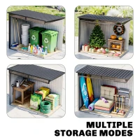 Outsunny 6.5 x 4FT Galvanised Metal Shed with Foundation Kit, Lockable Tool Garden Shed with Double Sliding Doors, Vents, Grey(m-8)