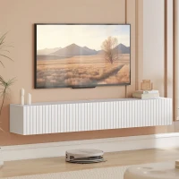 HOMCOM Mobile TV sospeso per TV fino 183 cm con 2 ante ribaltabili, 140x25x22 cm, bianco(m-6)