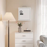 HOMCOM Armadietto medicinali da parete con serratura a combinazione e 2 livelli, bianco(m-5)