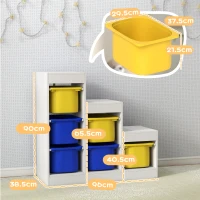 AIYAPLAY Mobilier de depozitare pentru jucării pentru copii cu 6 cutii detașabile, 3 niveluri de depozitare, 96 x 38,5 x 90, multicolor(m-3)