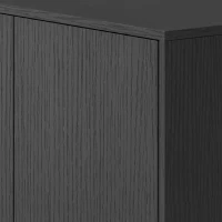 HOMCOM Aparador Alto de Cocina, Armario de Cocina, 4 Puertas con Cierre Suave, 2 Compartimentos Abiertos y Estantes Regulables, Negro(m-9)