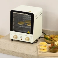 HOMCOM Mini Forno Elétrico 15 Litros 1000W com Temperatura até 230°C e Temporizador 60 Minutos 25,5x27,5x32cm Creme(m-10)