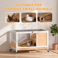 PawHut Wooden Guinea Pig Hutch, 2-Floor Bunny Cage w/ Enclosed Run Area, Yellow(m-8)
