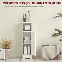 HOMCOM Armário de Casa de Banho Estreito Móvel Auxiliar de Casa de Banho 21x20x79 cm com Prateleira Ajustável Suporte para Papel Higiénico Branco(m-4)