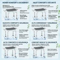 HOMCOM Scaun de Duș din Aluminiu și Plastic Antialunecare, Înălțime Reglabilă 6 Niveluri 39-52cm, Gri(m-4)