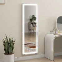 HOMCOM Espejo de Pie Cuerpo Entero con Luces 150x50 cm sin Marco 3 Temperaturas de Color Brillo Ajustable Transparente(m-10)