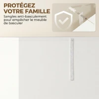 HOMCOM Armoire de cuisine meuble de rangement buffet 4 portes avec étagères réglables - dim. 60L x 35l x 170H cm blanc laqué(m-7)