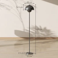 HOMCOM Lampă de podea, abajur rotund, comutator de picior, cablu lung, aspect elegant, metal, gri(m-3)