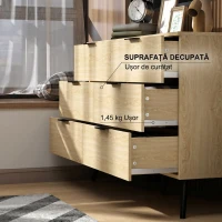 HOMCOM Comodă cu 6 sertare din lemn pentru dormitor și hol, 110x40x75cm, stejar(m-8)