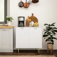 HOMCOM Bufet de bucătărie, Mobilier de depozitare cu 2 uși, Etajeră reglabilă, Picioare metalice ridicate, 80 x 40 x 80 cm, Alb(m-7)