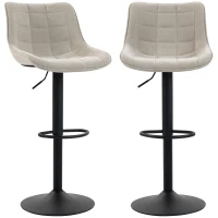 HOMCOM Set 2 drehbare, höhenverstellbare Barhocker mit Metallfuß und Rückenlehne, Cremeweiß(m-8)